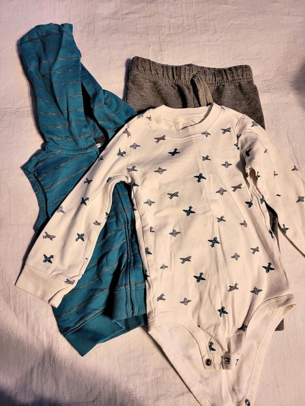 Carter's Baby Boy 3-Piece Airplane Layering Set Blue & Gray 24M